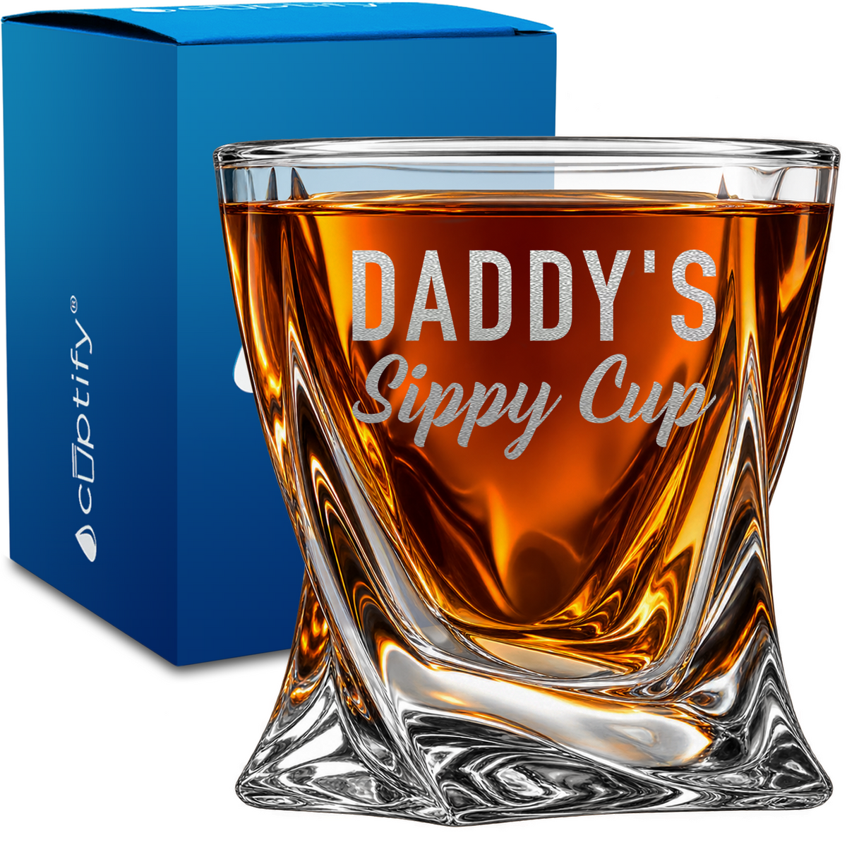 Daddy's Sippy Cup design on 10oz Twisted Whiskey Glass