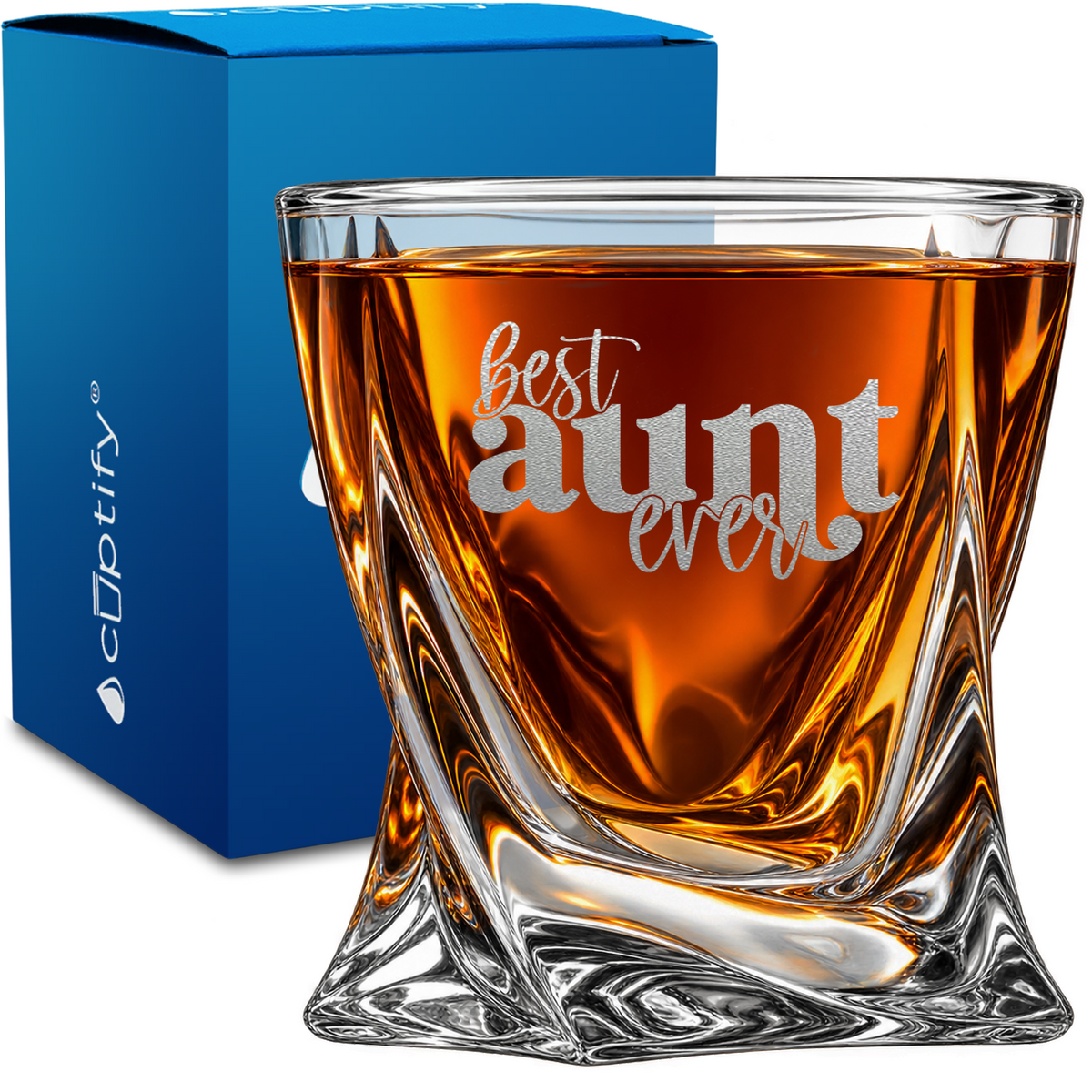 Best Aunt Ever design on 10oz Twisted Whiskey Glass