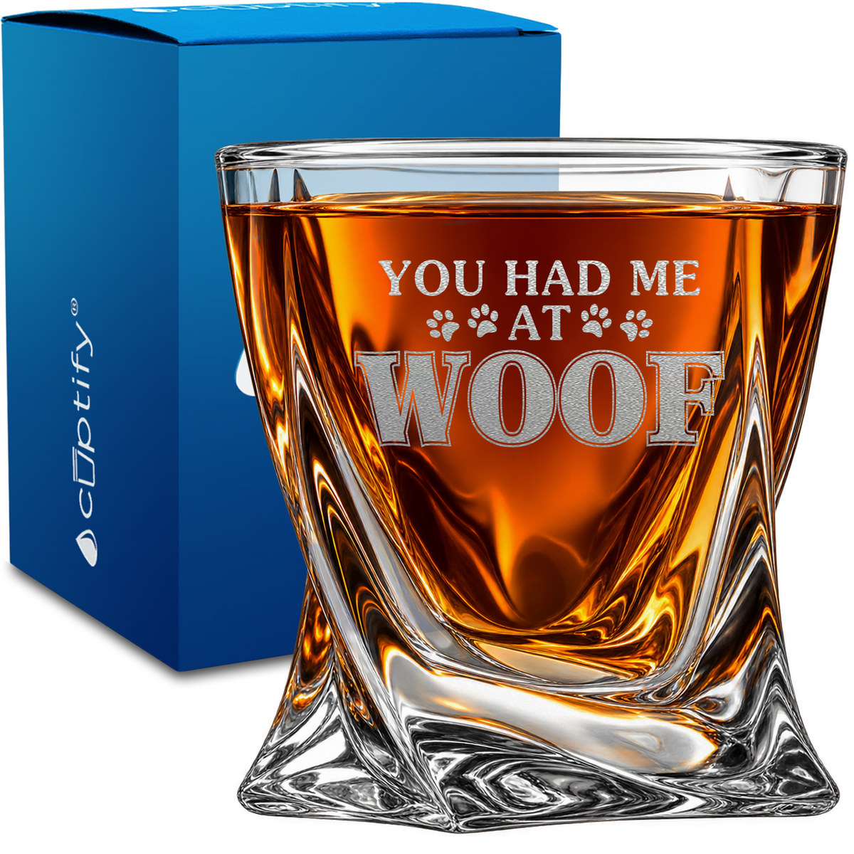 You had me at Woof design on 10oz Twisted Whiskey Glass