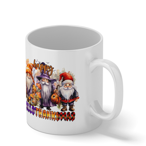 Happy HalloThanksMas Gnome 11oz White Coffee Mug