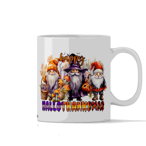 Happy HalloThanksMas Gnome 11oz White Coffee Mug