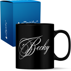 Personalized Decorative Script 11oz Coffee Mug