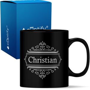 Personalized Crest Border 11oz Coffee Mug
