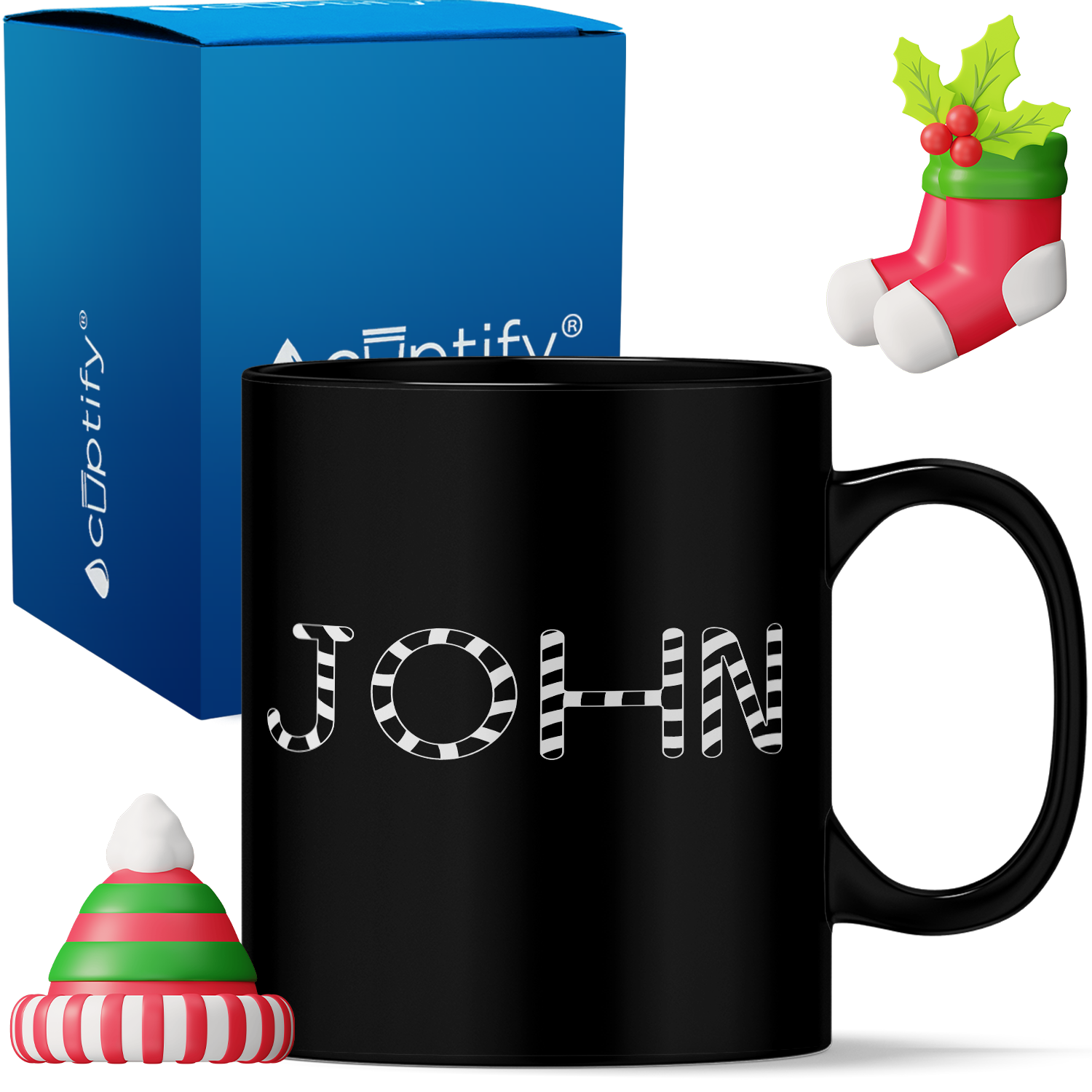 Personalized Candy Canes Christmas Font 11oz Coffee Mug