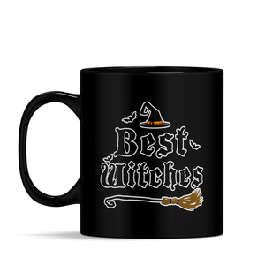 Personalized Best Witches Best Girl Friends on 11oz Ceramic Black Coffee Mug