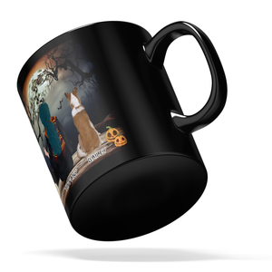 Personalized This Witch Loves her Dogs on 11oz Ceramic Black Coffee Mug