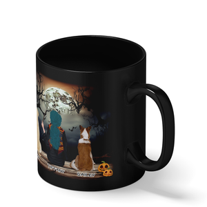 Personalized This Witch Loves her Dogs on 11oz Ceramic Black Coffee Mug