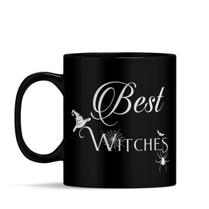 Personalized Happy Halloween Best Witches Besties on 11oz Ceramic Black Coffee Mug