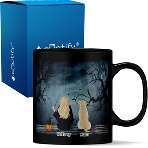 Personalized Halloween All you need is Love and a Dog on 11oz Ceramic Black Coffee Mug