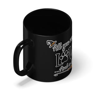 Personalized Halloween All you need is Love and a Dog on 11oz Ceramic Black Coffee Mug