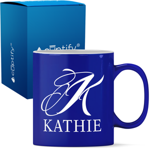 Personalized Script Initial and Name 11oz Coffee Mug