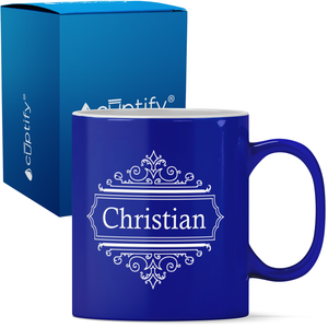 Personalized Crest Border 11oz Coffee Mug