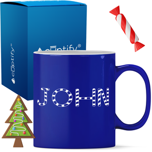 Personalized Candy Canes Christmas Font 11oz Coffee Mug