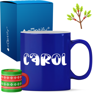 Personalized Frosty Christmas Font 11oz Coffee Mug