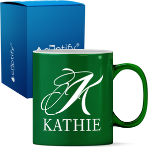 Personalized Script Initial and Name 11oz Coffee Mug