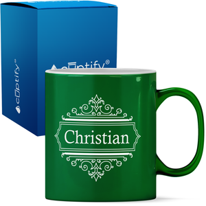 Personalized Crest Border 11oz Coffee Mug