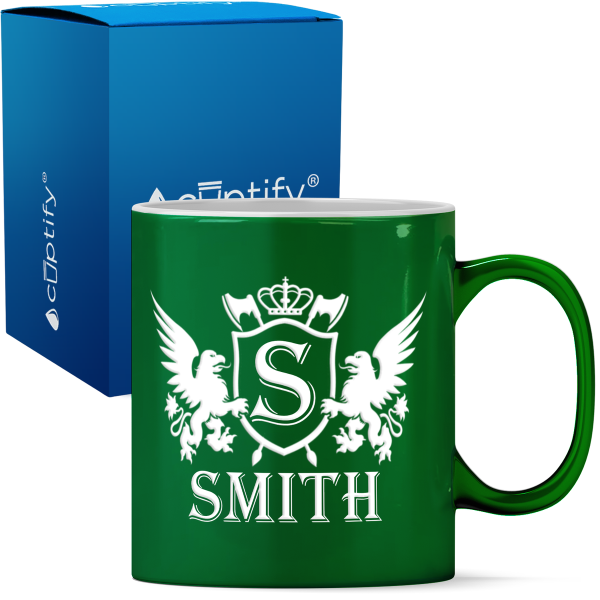 Personalized Crown Monogram Initial Badge 11oz Coffee Mug