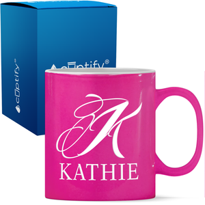 Personalized Script Initial and Name 11oz Coffee Mug