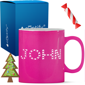 Personalized Candy Canes Christmas Font 11oz Coffee Mug