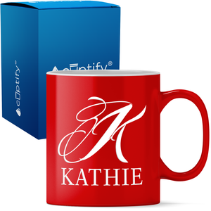 Personalized Script Initial and Name 11oz Coffee Mug