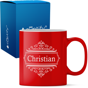 Personalized Crest Border 11oz Coffee Mug