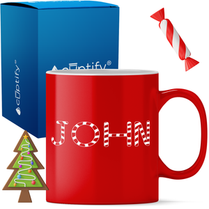Personalized Candy Canes Christmas Font 11oz Coffee Mug