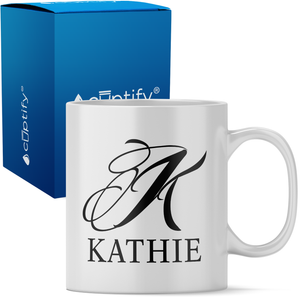 Personalized Script Initial and Name 11oz Coffee Mug