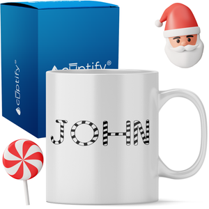 Personalized Candy Canes Christmas Font 11oz Coffee Mug