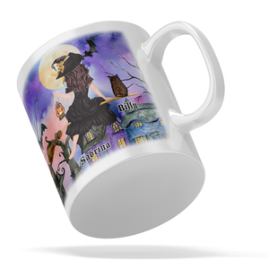 Personalized Flying Yes I'm a Crazy Cat Witch on 11oz Ceramic White Coffee Mug