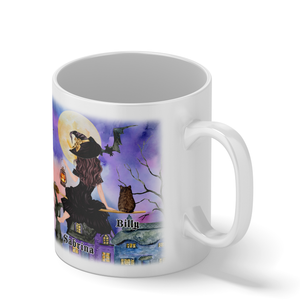 Personalized Flying Yes I'm a Crazy Cat Witch on 11oz Ceramic White Coffee Mug