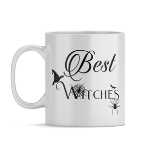 Personalized Happy Halloween Best Witches Besties on 11oz Ceramic White Coffee Mug