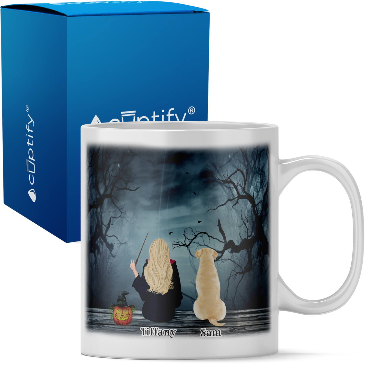 Personalized Halloween All you need is Love and a Dog on 11oz Ceramic White Coffee Mug