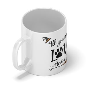Personalized Halloween All you need is Love and a Dog on 11oz Ceramic White Coffee Mug