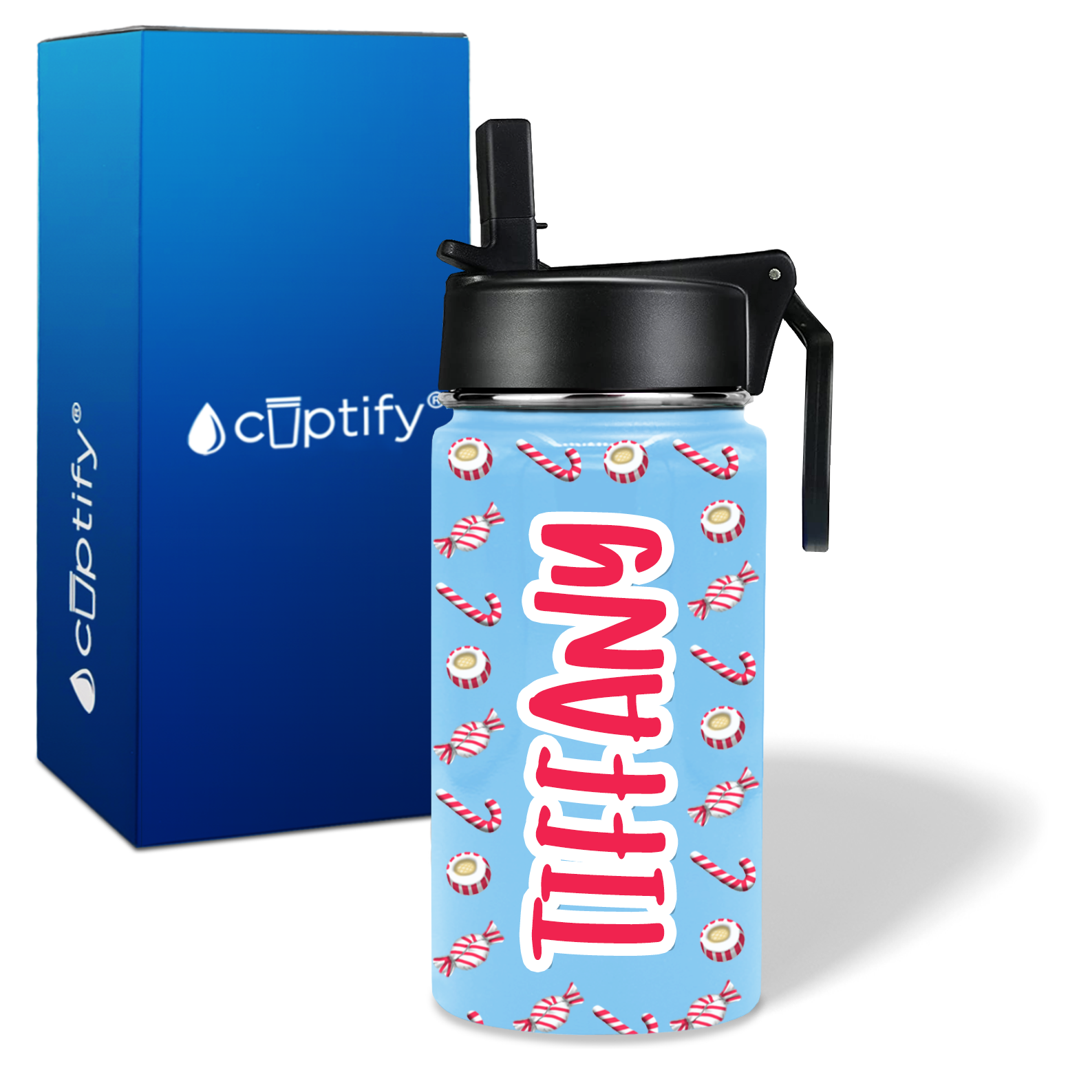 Peppermint Candies 12oz Personalized Kids Water Bottle