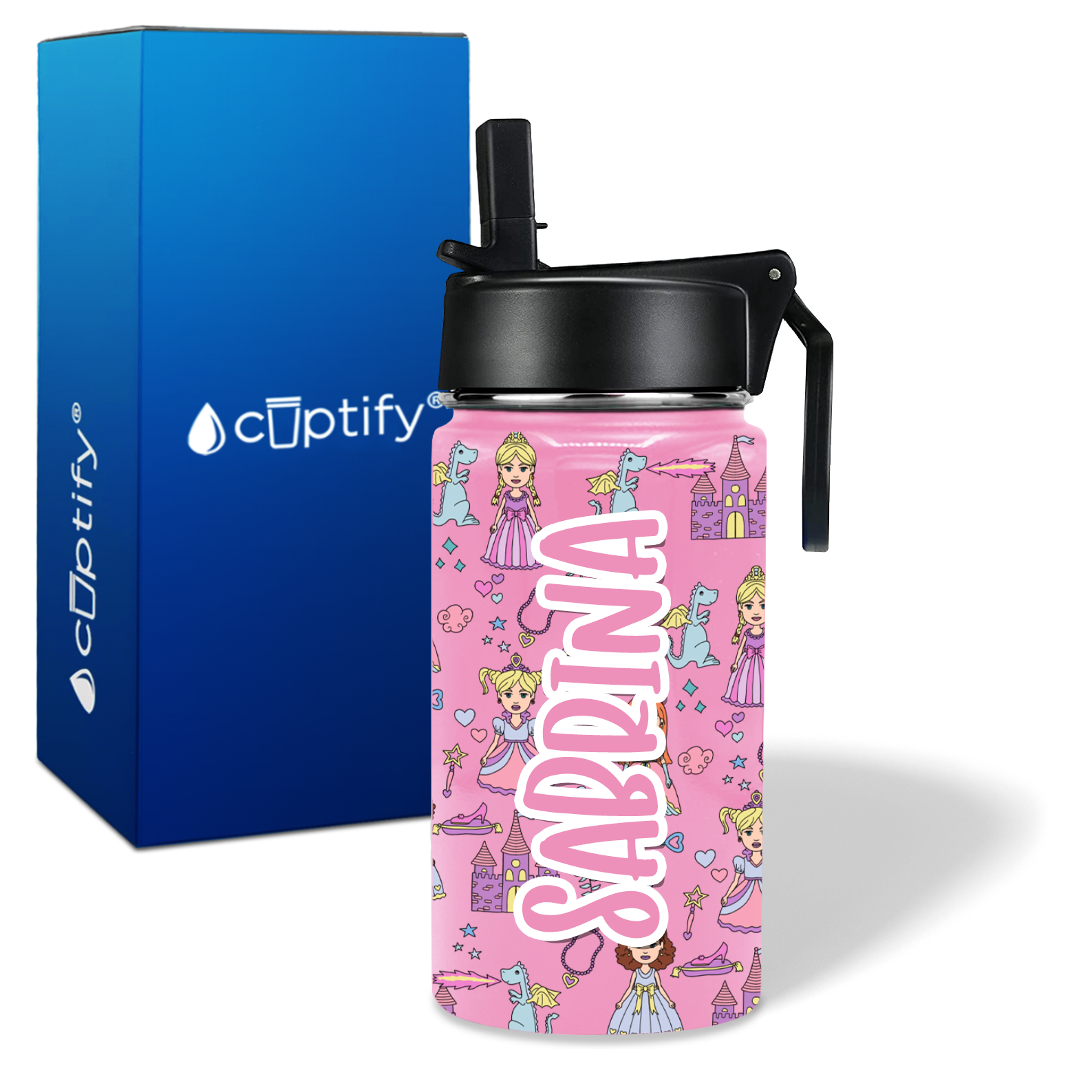 Princess Castle 12oz Personalized Kids Water Bottle