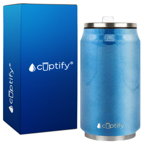 Baby Blue Glitter 12oz Cola Can Bottle