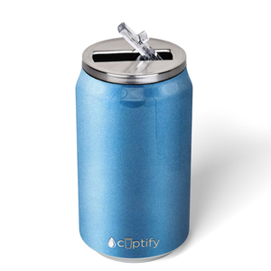Baby Blue Glitter 12oz Cola Can Bottle