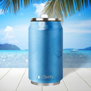 Baby Blue Glitter 12oz Cola Can Bottle