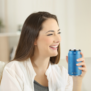 Baby Blue Glitter 12oz Cola Can Bottle