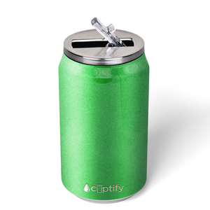Green Glitter 12oz Cola Can Bottle