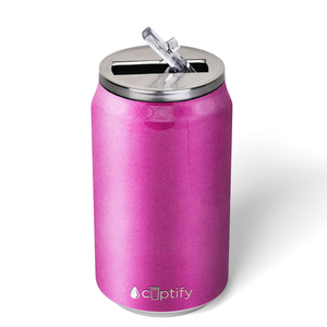 Hot Pink Glitter 12oz Cola Can Bottle