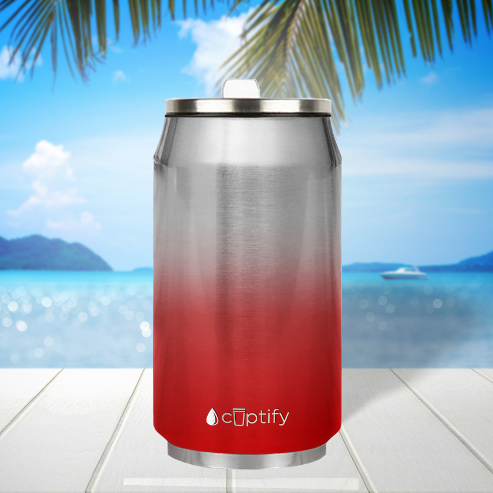 Red Ombre Translucent 12oz Cola Can Bottle