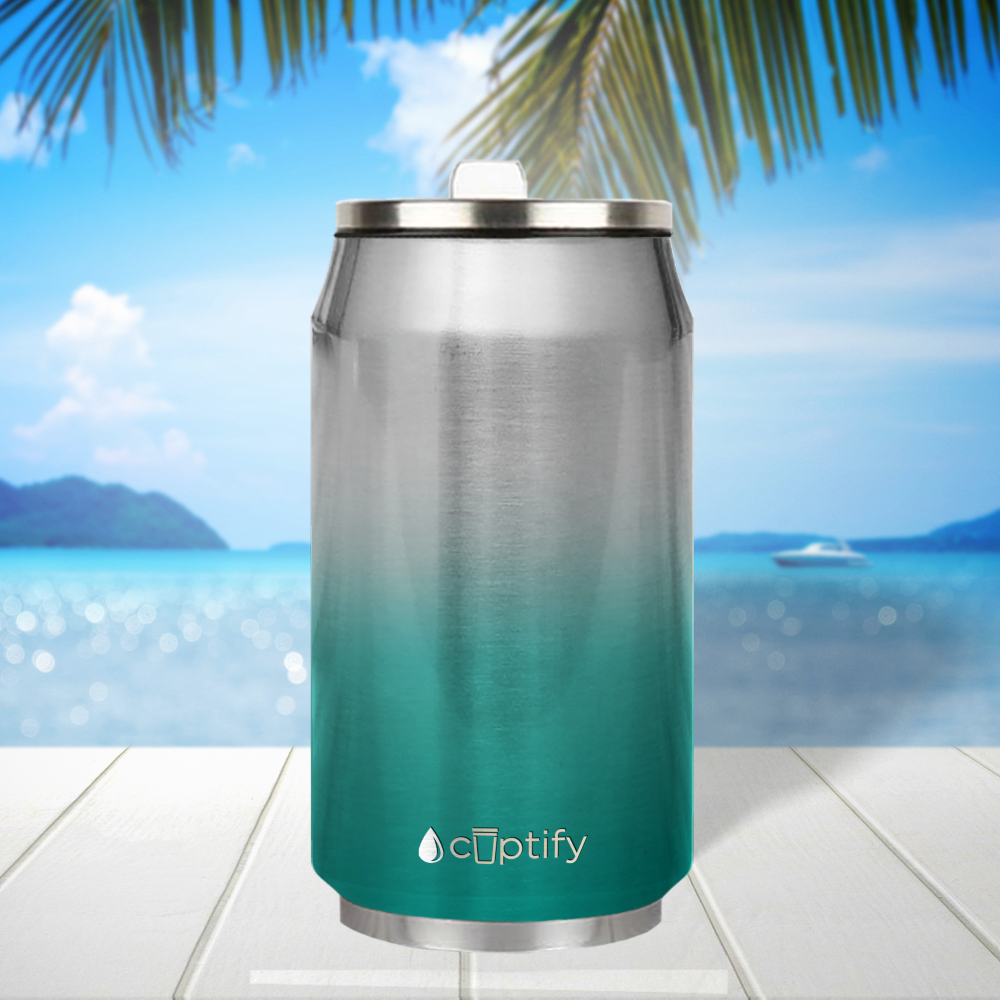 Teal Ombre Translucent 12oz Cola Can Bottle