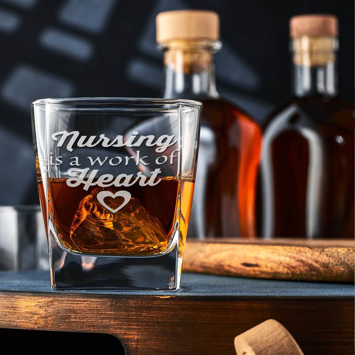 Nursing is a work of Heart 12oz Double Old Fashioned Glass