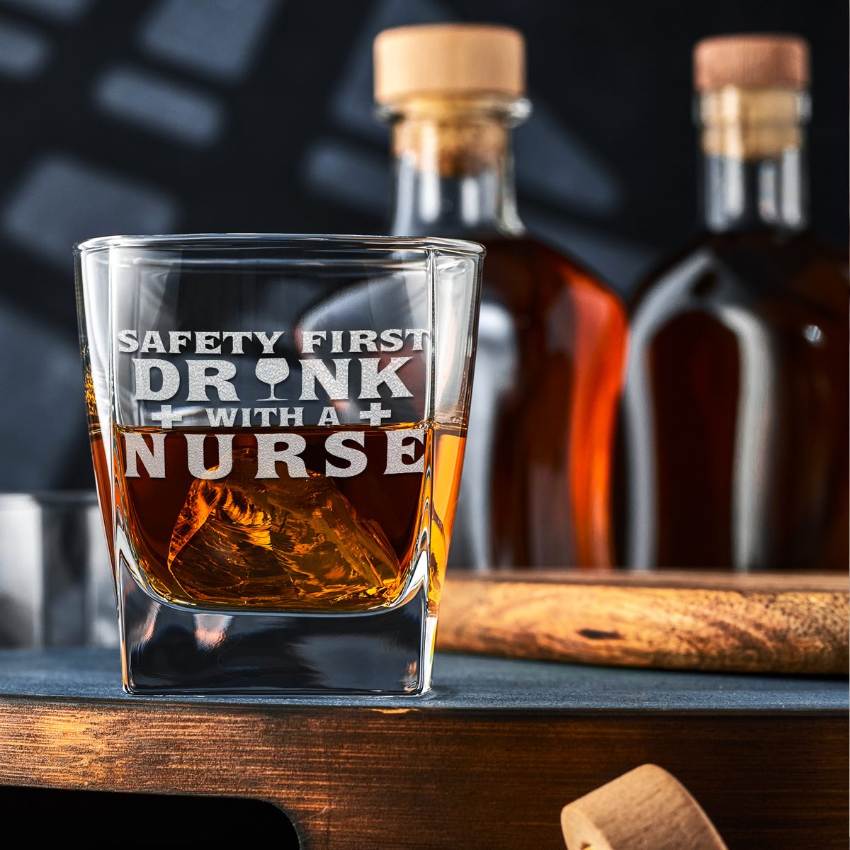 Safety First Drink with a Nurse 12oz Double Old Fashioned Glass