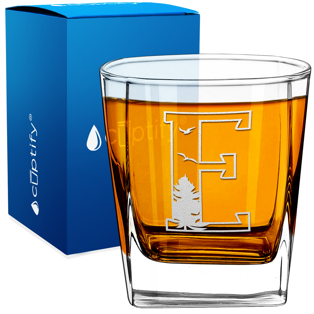 Monogram Forest Initial Letter 12oz Double Old Fashioned Glass