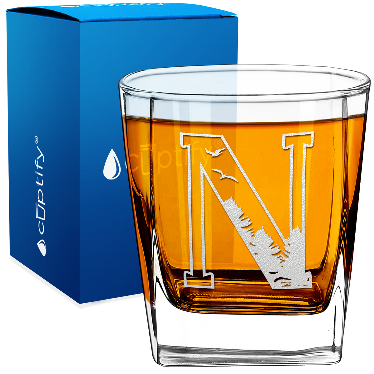 Monogram Forest Initial Letter 12oz Double Old Fashioned Glass