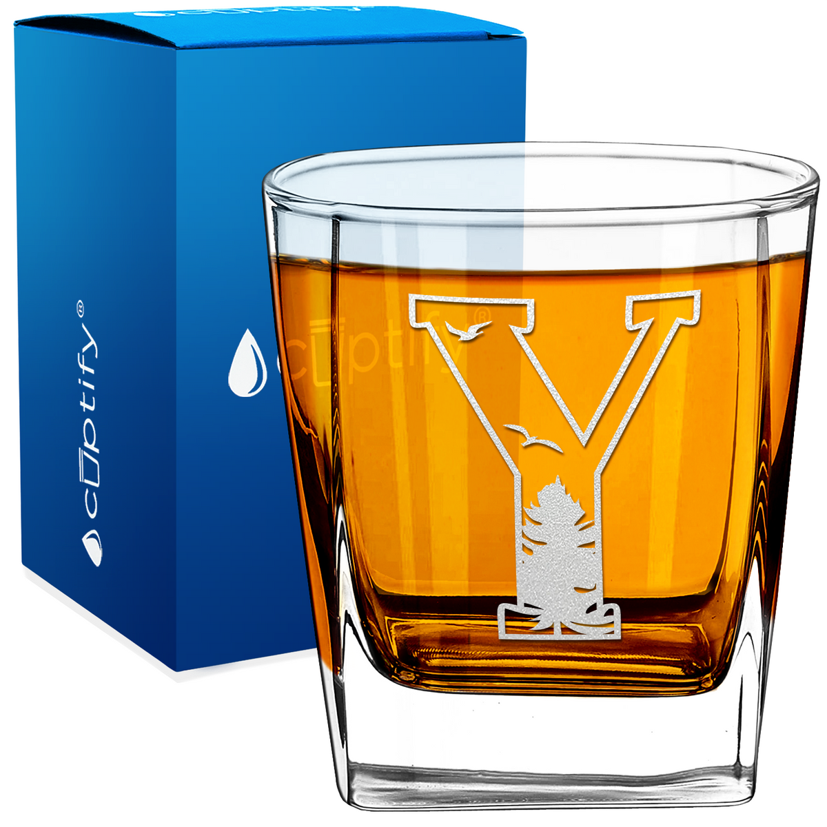 Monogram Forest Initial Letter 12oz Double Old Fashioned Glass
