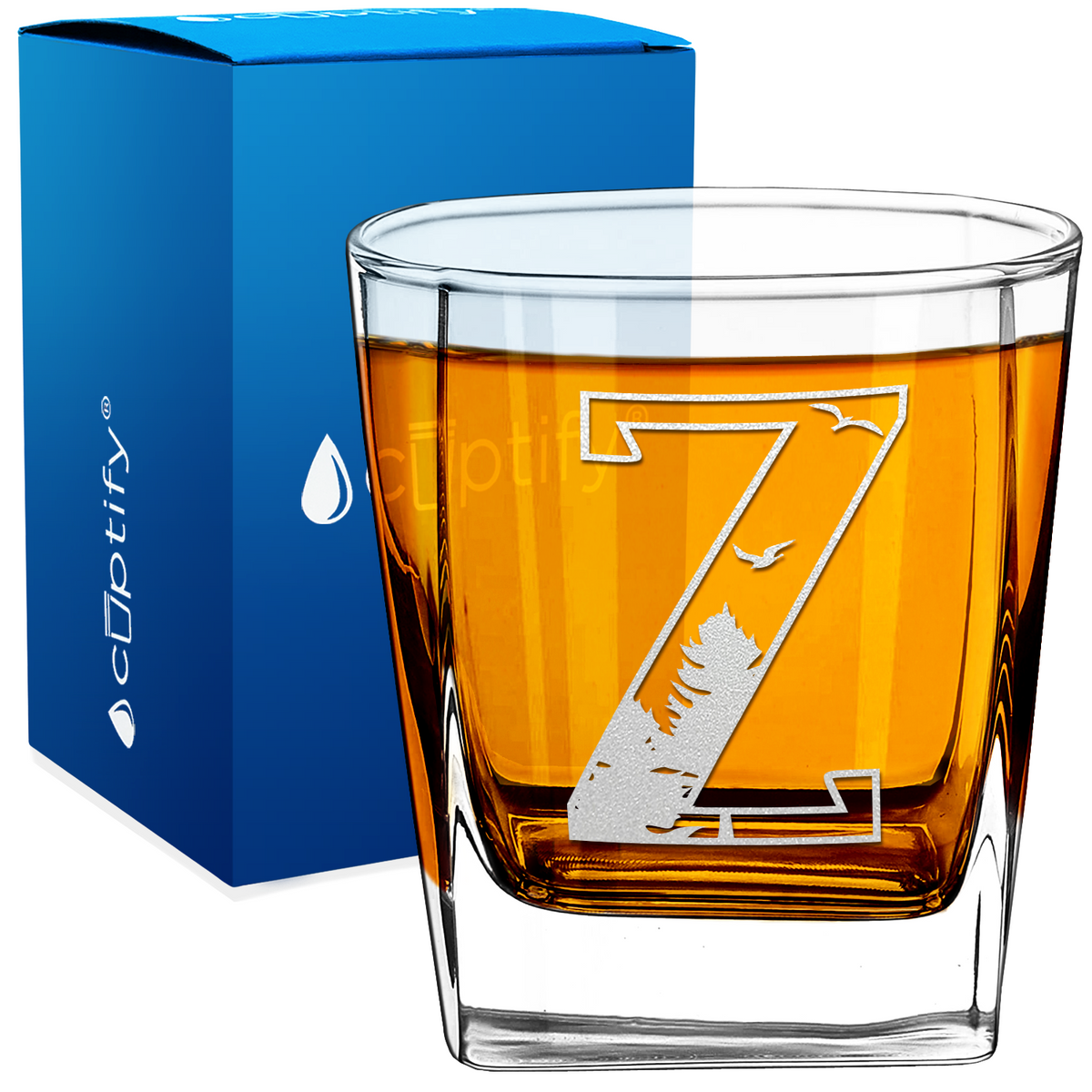 Monogram Forest Initial Letter 12oz Double Old Fashioned Glass