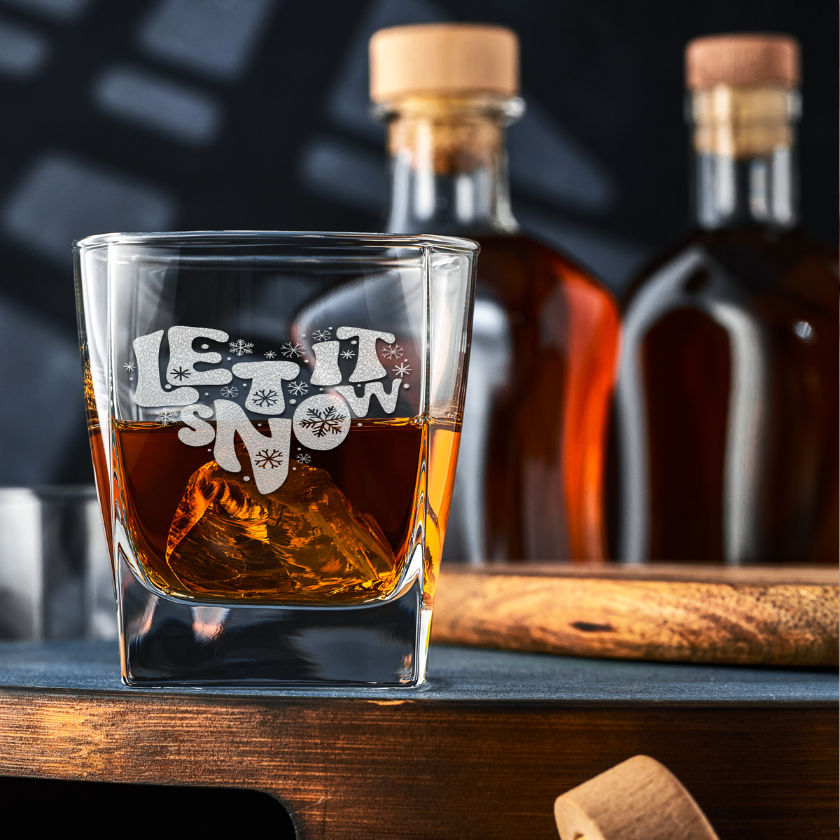 Let it Snow Heart 12oz Double Old Fashioned Glass